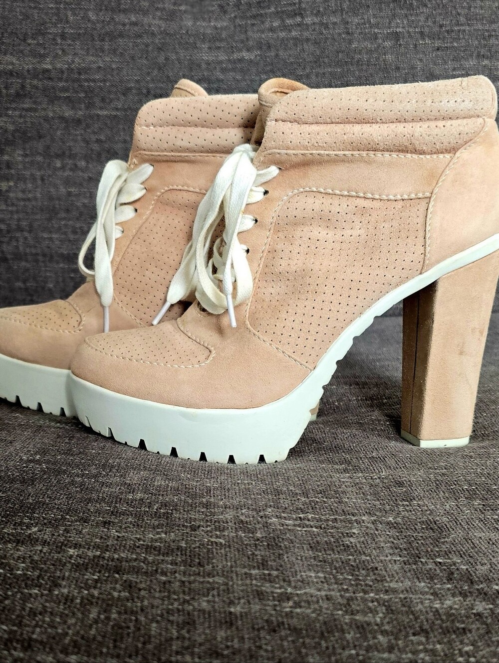 ALDO Nemyra Chunky Heeled Suede Leather Platform Tan Shoes - Size 9